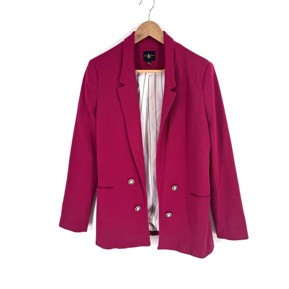 Jules & Leopold Studio Magenta Double Breasted Blazer Size M Structured Jacket - Picture 1 of 8